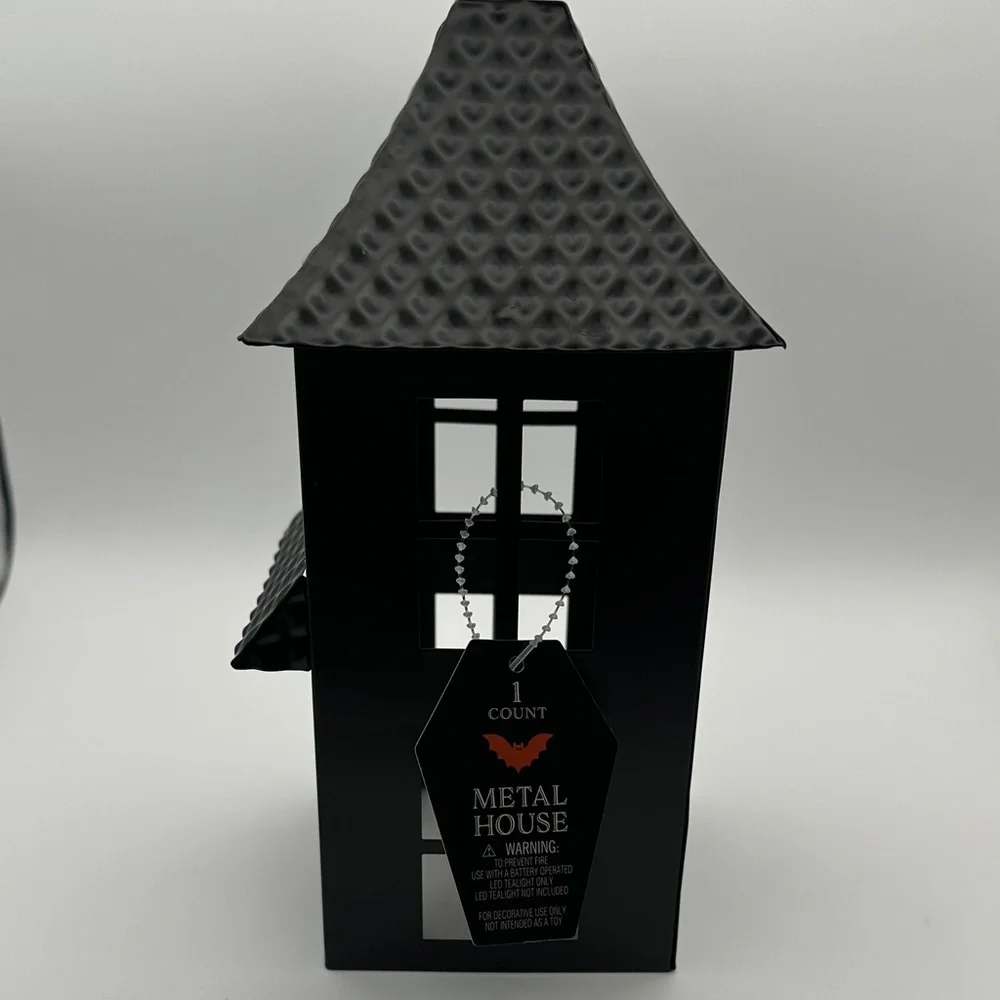 Metal Haunted House Tea Light Decor